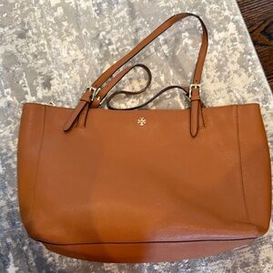 Tory Burch Tan Leather Tote with Gold Logo